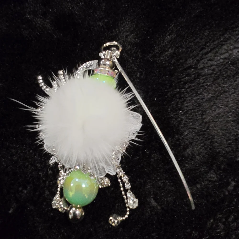Crystal and Green Decorative Bookmark